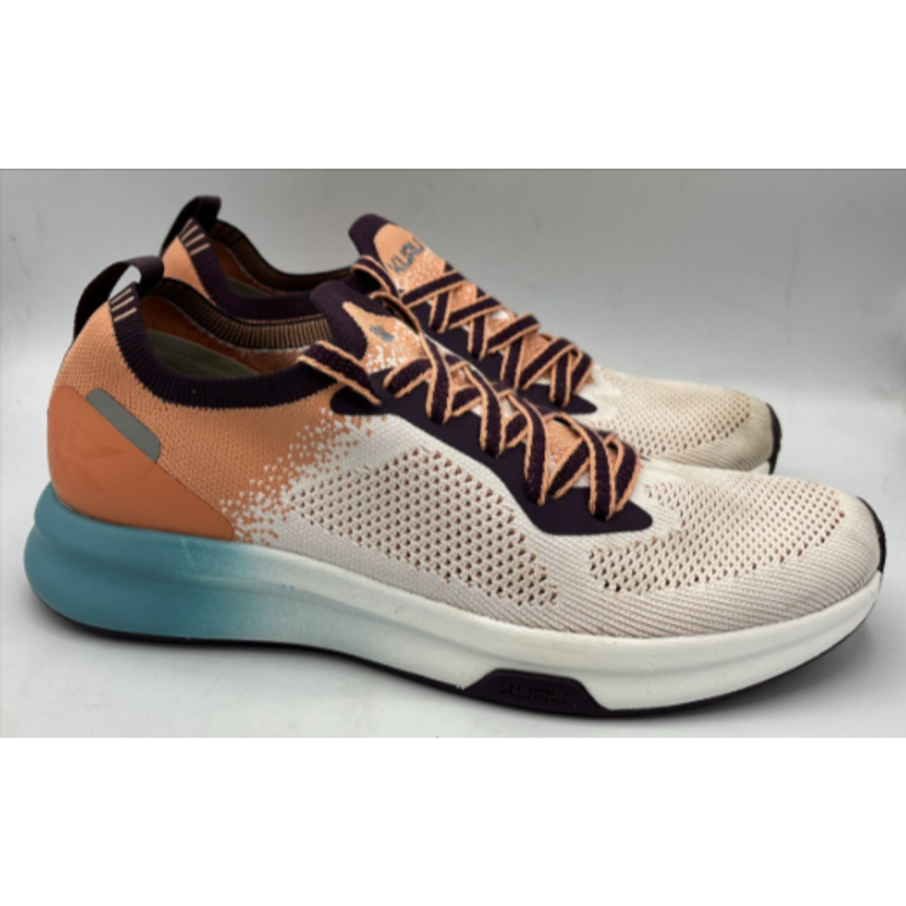 KURU Shoes Women's Flux Cloud Sz 9M White Orange Blue Lace Up Comfort Sneakers